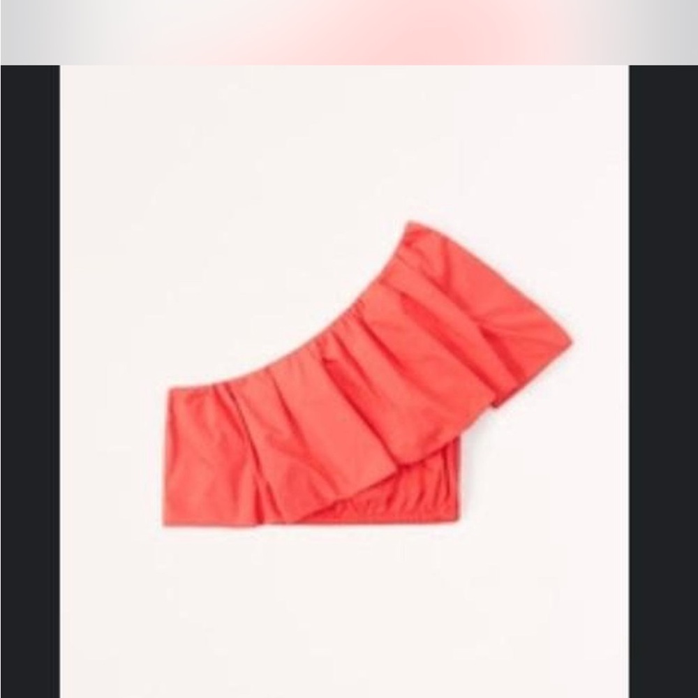 Abercrombie One-Shoulder Ruffle Top in Coral